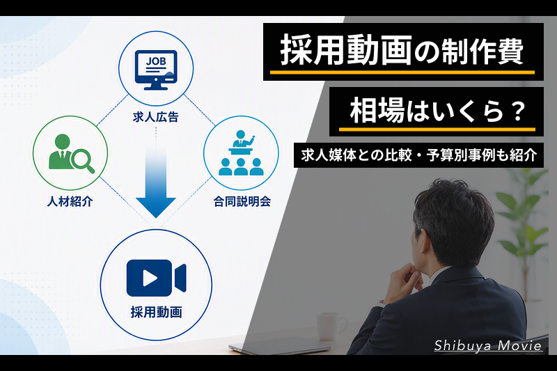 採用動画の費用相場と求人広告、人材紹介、合同説明会との比較イメージ